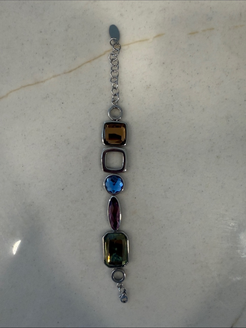 Multi-Gemstone Silver Bracelet in Blue, Purple & Brown Tones